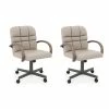 Outlet 😀 Chromcraft Douglas Swivel Dining Arm Chair In Sea Gray (Set Of 2) 😉