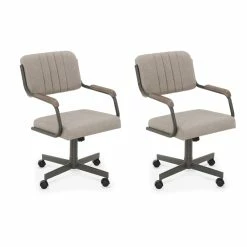Flash Sale 🌟 Chromcraft Douglas Swivel Dining Arm Chair In Sea Gray (Set Of 2) 👏