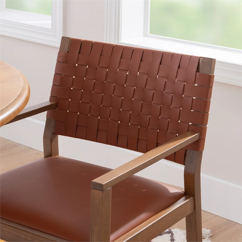 Buy ๐ฏ Linon Hutton Solid Wood And Leather Arm Chair In Brown ๐ 10 Buy ๐ฏ Linon Hutton Solid Wood And Leather Arm Chair In Brown ๐ - Image 8