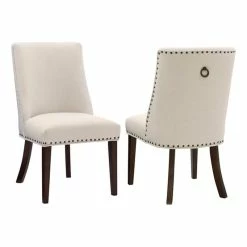Best Pirce 🛒 Linon Hale Wood Dining Chairs Set Of Two In Espresso And Natural ✨