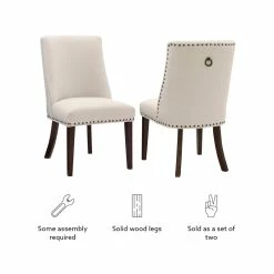 Best Pirce 🛒 Linon Hale Wood Dining Chairs Set Of Two In Espresso And Natural ✨ -Cheap Office Chairs Store 2391569 20 L