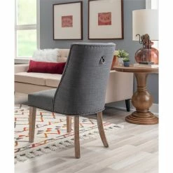 Hot Sale 🎉 Linon Hale Wood Dining Chairs Set Of Two In Natural And Gray 🎉 -Cheap Office Chairs Store 2391570 25 L
