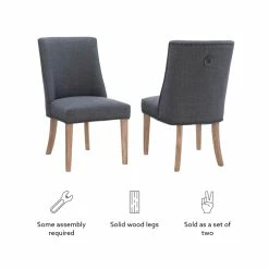 Hot Sale 🎉 Linon Hale Wood Dining Chairs Set Of Two In Natural And Gray 🎉 -Cheap Office Chairs Store 2391570 32 L