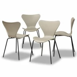 Best Sale โ Baxton Studio Jaden Beige Plastic And Black Metal Dining Chair (Set Of 4) ๐