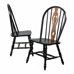 Promo ๐ Sunset Trading Selections Keyhole Windsor Dining Chairs Black/Cherry Distressed Wood Set Of 2 ๐คฉ