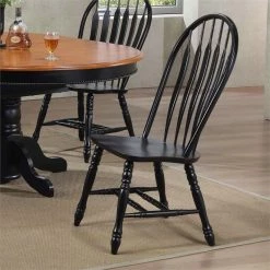 Cheap ✨ Sunset Trading Selections Comfort Windsor Dining Side Chairs Black/Cherry Solid Wood Set Of 2 ⭐ -Cheap Office Chairs Store 2397415 6 L