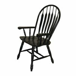 Best Sale ✔️ Sunset Trading Selections Comfort Windsor Dining Armchair In Antique Black/Cherry Solid Wood ⭐ -Cheap Office Chairs Store 2397416 3 L