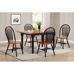 Best Pirce ✔️ Sunset Trading Selections Arrowback Windsor Dining Side Chair Black/Cherry Solid Wood Set Of 2 ✨ -Cheap Office Chairs Store 2397430 3 L