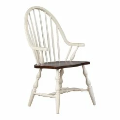 Discount ๐ฏ Sunset Trading Andrews 18" Windsor Wood Dining Arms Chair In White/Chestnut ๐