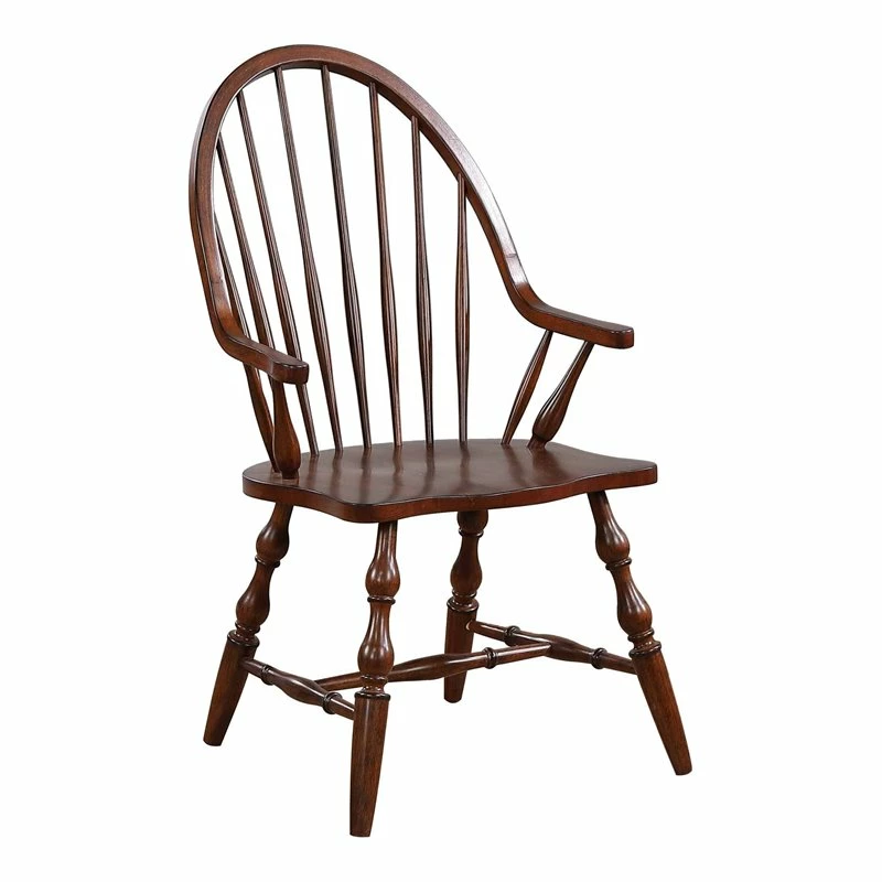 Best Sale 🥰 Sunset Trading Andrews 18" Windsor Wood Dining Chair With Arms In Chestnut Brown 🎁 3 Best Sale 🥰 Sunset Trading Andrews 18" Windsor Wood Dining Chair With Arms In Chestnut Brown 🎁