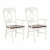 Brand new ✔️ Sunset Trading Andrews 17.5" Napoleon Wood Dining Armchairs In White (Set Of 2) 🧨 -Cheap Office Chairs Store 2397488 L