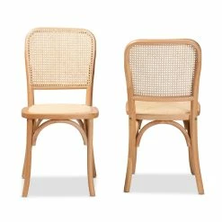 Coupon ⌛ Baxton Studio Neah Brown Woven Rattan And Wood 2-Piece Cane Dining Chair Set 💯 -Cheap Office Chairs Store 2404350 1 L