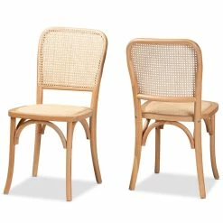 Coupon ⌛ Baxton Studio Neah Brown Woven Rattan And Wood 2-Piece Cane Dining Chair Set 💯 -Cheap Office Chairs Store 2404350 2 L