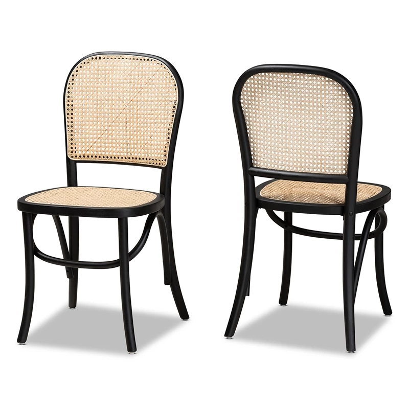 Budget ✔️ Baxton Studio Cambree Brown And Black Wood 2-Piece Cane Dining Chair Set 😀 3 Budget ✔️ Baxton Studio Cambree Brown And Black Wood 2-Piece Cane Dining Chair Set 😀