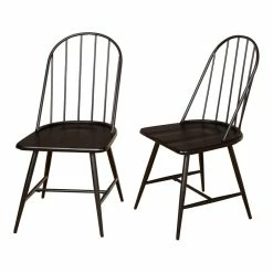 Deals 😀 TMS 38" Windsor Mixed Media Metal Dining Chair In Black/Espresso (Set Of 2) 🎉