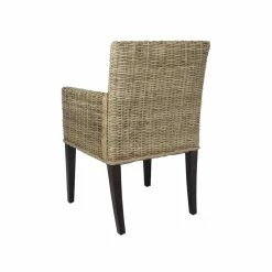 Hot Sale 🔥 Belmont Home Sunbury Woven Rattan/Wicker Dining Arm Chair In Gray/Dark Brown 😉 -Cheap Office Chairs Store 2410138 4 L