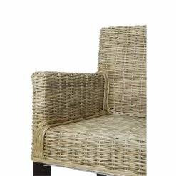 Hot Sale 🔥 Belmont Home Sunbury Woven Rattan/Wicker Dining Arm Chair In Gray/Dark Brown 😉 -Cheap Office Chairs Store 2410138 5 L