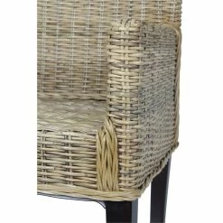 Hot Sale 🔥 Belmont Home Sunbury Woven Rattan/Wicker Dining Arm Chair In Gray/Dark Brown 😉 -Cheap Office Chairs Store 2410138 6 L