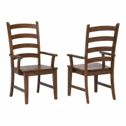 Buy 🎁 Sunset Trading Simply Brook 18" Ladder Dining Armchairs Amish Brown (Set Of 2) ⭐