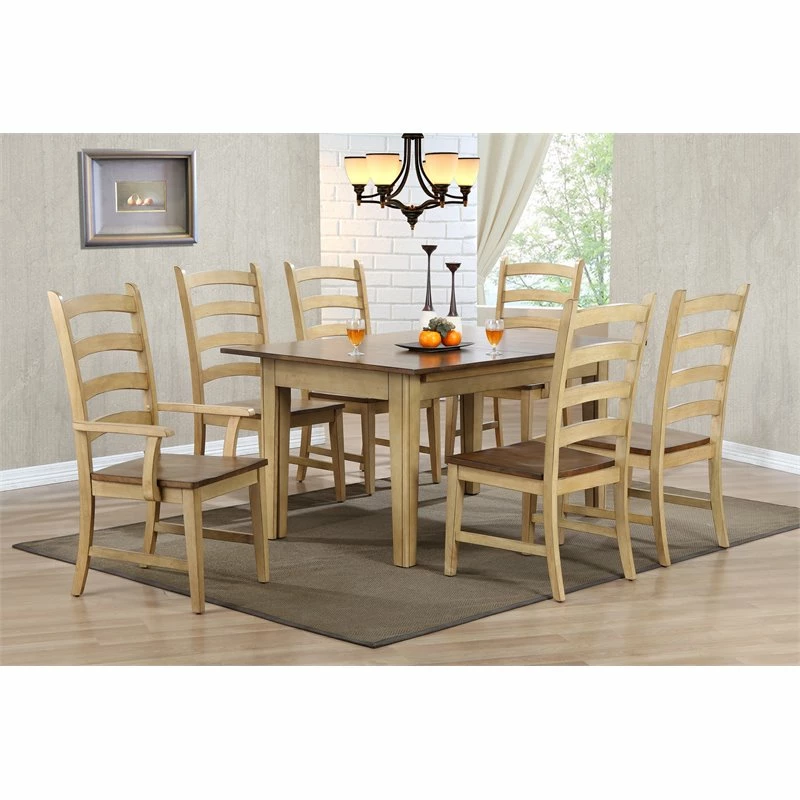 New 😀 Sunset Trading Brook 18" Wood Ladder Back Dining Chairs In Cream (Set Of 2) ⭐ 6 New 😀 Sunset Trading Brook 18" Wood Ladder Back Dining Chairs In Cream (Set Of 2) ⭐ - Image 4