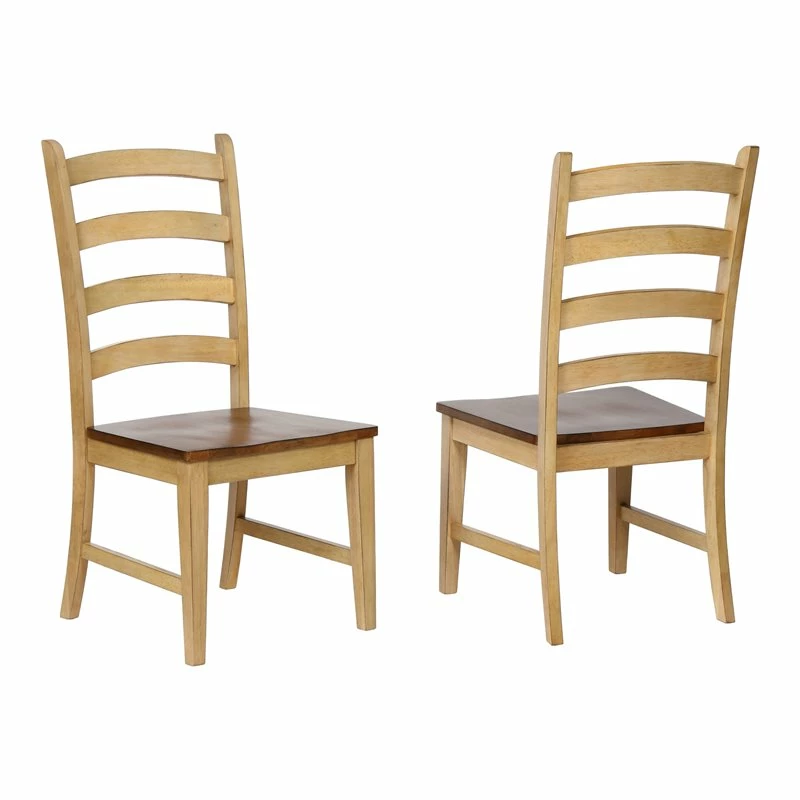 New 😀 Sunset Trading Brook 18" Wood Ladder Back Dining Chairs In Cream (Set Of 2) ⭐ 3 New 😀 Sunset Trading Brook 18" Wood Ladder Back Dining Chairs In Cream (Set Of 2) ⭐