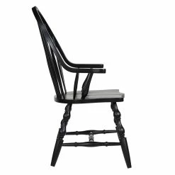 New 🌟 Sunset Trading Black Cherry Selections 18" Wood Windsor Dining Armchair In Black 👍 -Cheap Office Chairs Store 2411561 3 L