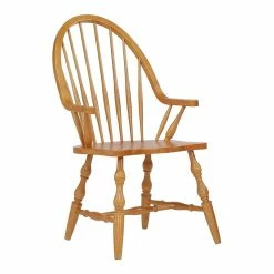 Best reviews of ๐ Sunset Trading Oak Selections 18" Wood Windsor Dining Chair With Arms In Oak โค๏ธ