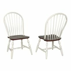 Best Pirce ๐ Sunset Trading Andrews 18" Windsor Wood Dining Chairs In White (Set Of 2) โญ