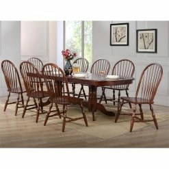 Cheapest 🥰 Sunset Trading Andrews Windsor Wood Dining Chairs In Chestnut (Set Of 2) 🎉 -Cheap Office Chairs Store 2411565 3 L