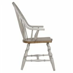 Promo ✔️ Sunset Trading Country Grove 18" Wood Windsor Dining Chair With Arms In Gray ✔️ -Cheap Office Chairs Store 2411674 3 L