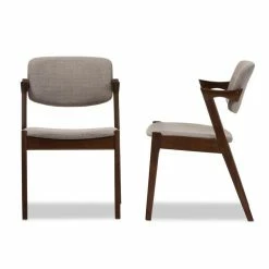 Coupon 🥰 Bowery Hill Mid-Century Dining Chair In Gray Linen Fabric (Set Of 2) 🤩 -Cheap Office Chairs Store 2412819 2 L