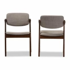 Coupon 🥰 Bowery Hill Mid-Century Dining Chair In Gray Linen Fabric (Set Of 2) 🤩 -Cheap Office Chairs Store 2412819 5 L