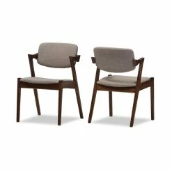Coupon 🥰 Bowery Hill Mid-Century Dining Chair In Gray Linen Fabric (Set Of 2) 🤩 -Cheap Office Chairs Store 2412819 L