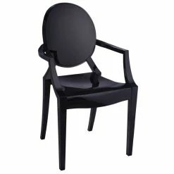 Budget 🌟 Pangea Home Lucid 36.5" Bentley Arm Plastic Dining Chair In Black (Set Of 4) 😍 -Cheap Office Chairs Store 2416594 2 L