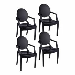 Budget 🌟 Pangea Home Lucid 36.5" Bentley Arm Plastic Dining Chair In Black (Set Of 4) 😍
