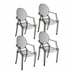 Top 10 ๐ Pangea Home Lucid 36.5" Bentley Arm Plastic Dining Chair In Gray (Set Of 4) ๐
