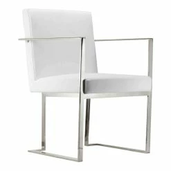 Buy 💯 Pangea Home Dexter 18.5" Modern Polyurethane & Metal Arm Chair In White ✔️