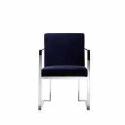 Coupon 🎁 Pangea Home Dexter 18.5" Modern Velvet/Steel Arm Chair In Navy 🔔 -Cheap Office Chairs Store 2416609 1 L