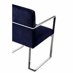 Coupon 🎁 Pangea Home Dexter 18.5" Modern Velvet/Steel Arm Chair In Navy 🔔 -Cheap Office Chairs Store 2416609 4 L