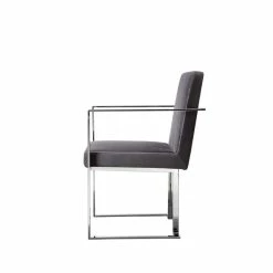 Brand new 😀 Pangea Home Dexter 18.5" Modern Velvet/Steel Arm Chair In Silver 🎉 -Cheap Office Chairs Store 2416610 2 L