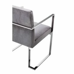 Brand new 😀 Pangea Home Dexter 18.5" Modern Velvet/Steel Arm Chair In Silver 🎉 -Cheap Office Chairs Store 2416610 4 L