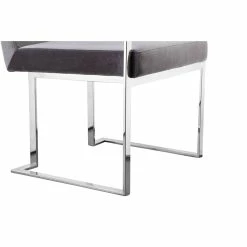 Brand new 😀 Pangea Home Dexter 18.5" Modern Velvet/Steel Arm Chair In Silver 🎉 -Cheap Office Chairs Store 2416610 5 L