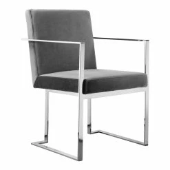 Brand new 😀 Pangea Home Dexter 18.5" Modern Velvet/Steel Arm Chair In Silver 🎉