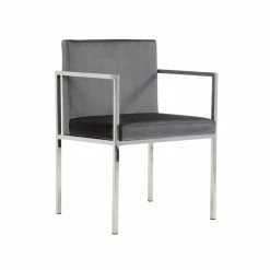 Deals ✨ Pangea Home Fred 27.5" Glen Velvet & Steel Dining Chair In Gray (Set Of 2) ⭐ -Cheap Office Chairs Store 2416617 1 L