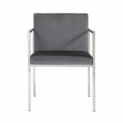 Deals ✨ Pangea Home Fred 27.5" Glen Velvet & Steel Dining Chair In Gray (Set Of 2) ⭐ -Cheap Office Chairs Store 2416617 2 L
