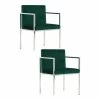 Deals 🎉 Pangea Home Fred 27.5" Glen Velvet & Steel Dining Chair In Green (Set Of 2) 😀 -Cheap Office Chairs Store 2416618 L