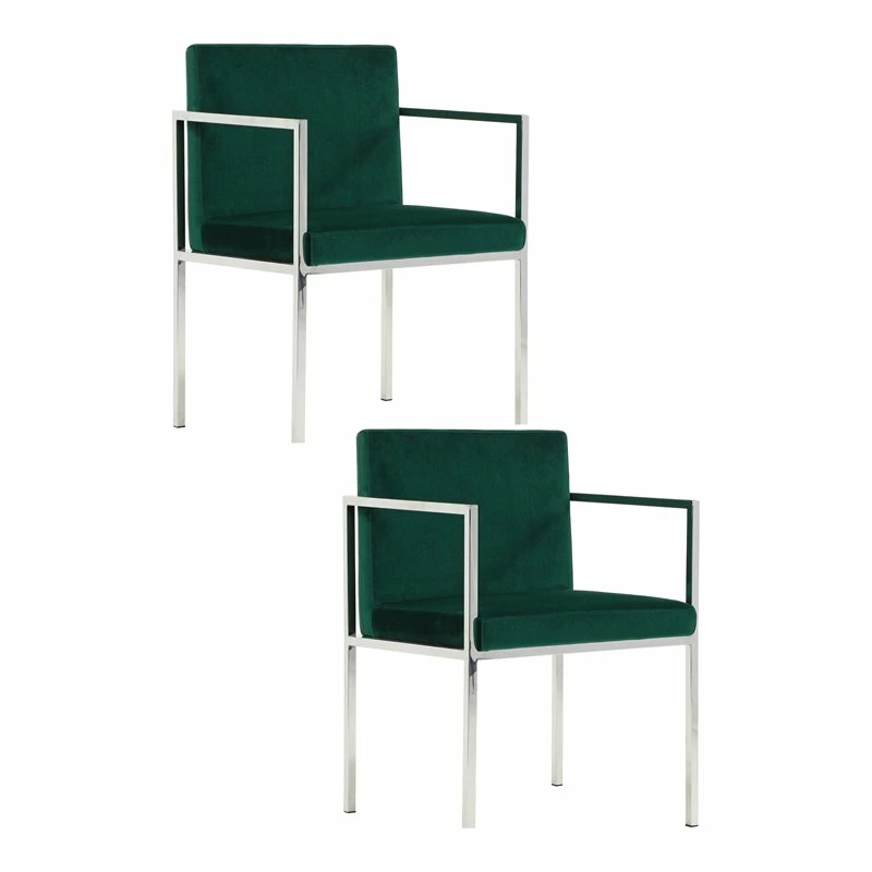 Deals ๐ Pangea Home Fred 27.5" Glen Velvet & Steel Dining Chair In Green (Set Of 2) ๐ 3 Deals ๐ Pangea Home Fred 27.5" Glen Velvet & Steel Dining Chair In Green (Set Of 2) ๐