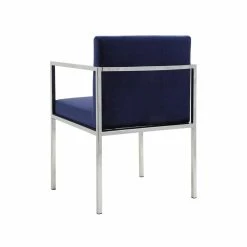 New 🔔 Pangea Home Fred 27.5" Glen Velvet & Steel Dining Chair In Navy (Set Of 2) ✔️ -Cheap Office Chairs Store 2416619 4 L