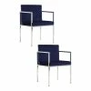 New 🔔 Pangea Home Fred 27.5" Glen Velvet & Steel Dining Chair In Navy (Set Of 2) ✔️