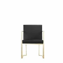 Cheapest 🤩 Pangea Home Dexter 18.5" Polyurethane & Metal Arm Chair In Black/Gold 🛒 -Cheap Office Chairs Store 2416644 1 L